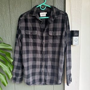 Goodfellow & Co Black and Gray Plaid Button-Down Shirt